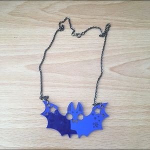 Acrylic Electric Blue Bat Necklace